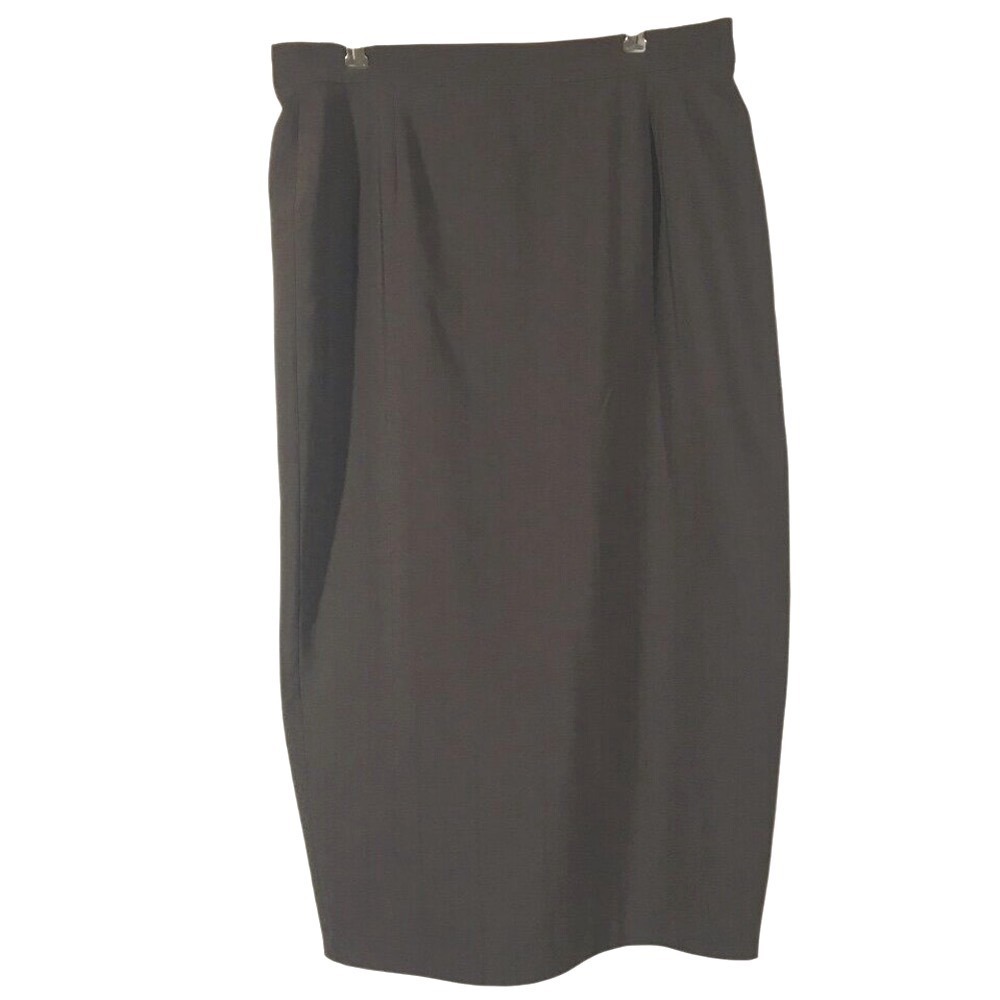 Jonathan Logan Pinstripe Pencil Midi Skirt 14‎ Deep Chocolate Brown